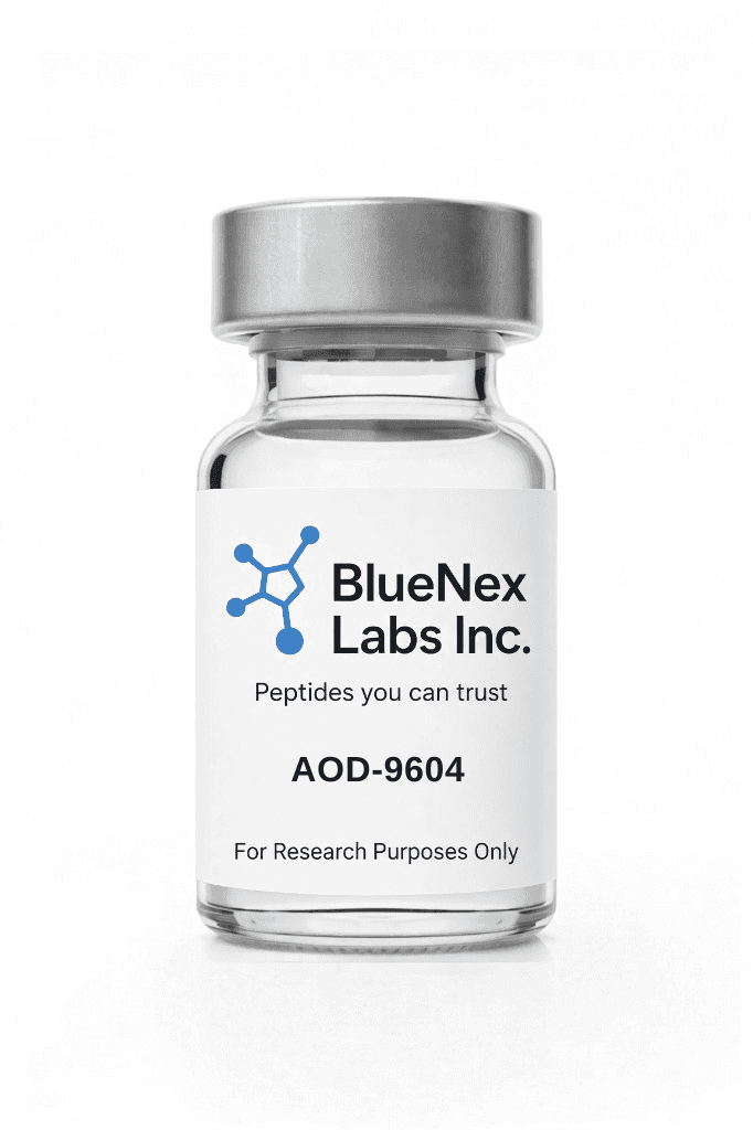 AOD-9604 research peptide vial label for laboratory peptide research