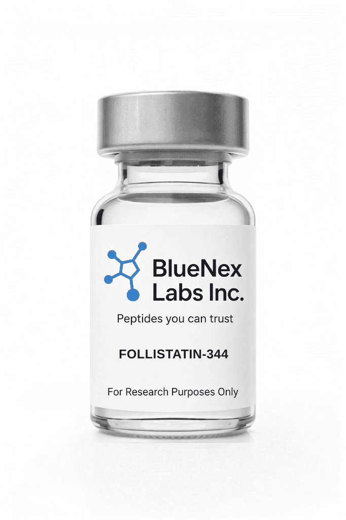 Follistatin-344 research peptide vial label for laboratory peptide research