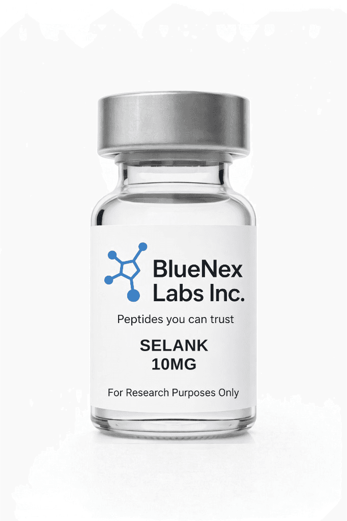 Selank research peptide vial label for laboratory peptide research