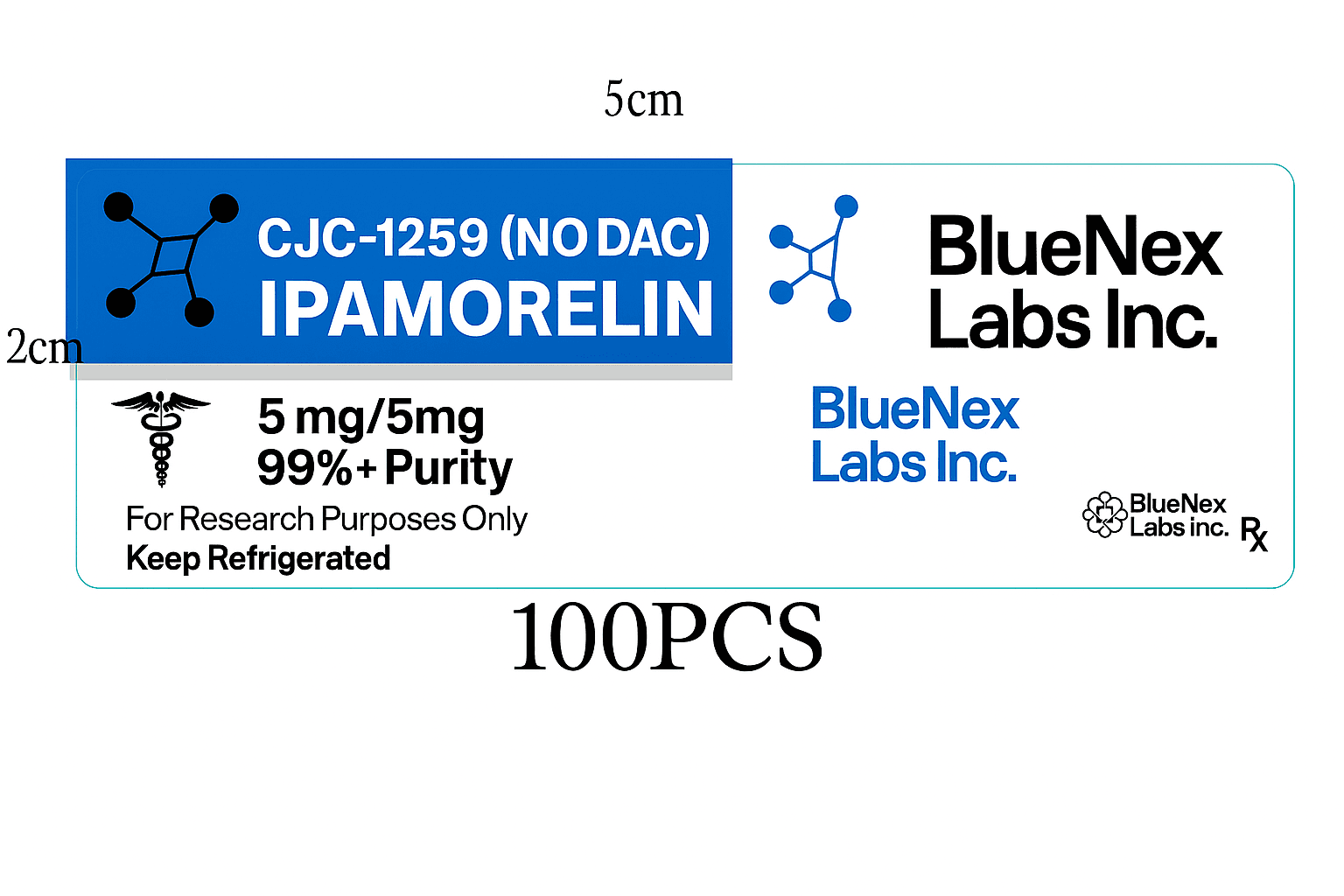 Two vials labeled CJC-1295 no DAC 5mg and Ipamorelin 5mg